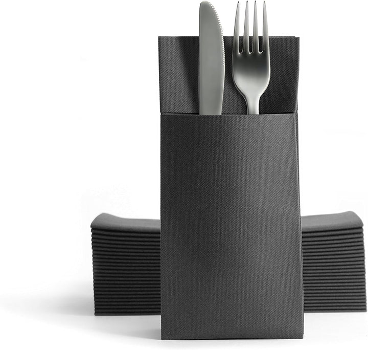 CHIC Airlaid 50 șervețele pentru tacâmuri pungi pentru tacâmuri, asemănătoare țesăturii, șervețel de unică folosință de înaltă calitate, 39X40Cm, model alb de bun venit cald 50 bucăți (pachet de 1)