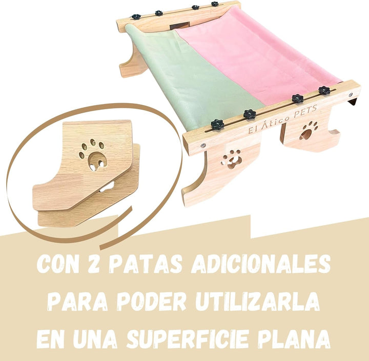 EL ÁTICO PETS Hamac pentru pisici, Hamac pentru fereastră, Agățat pe 2 picioare sau pe podea cu 4 picioare, Pat pentru pisici, Radiator, Hamac, Fereastră pentru pisici, Pat pentru pisici mari