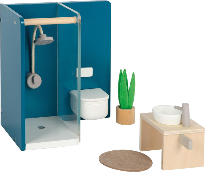 Casă de păpuși din lemn Small Foot, culori naturale - 3 etaje cu terasă pe acoperiș și set de mobilier din 51 de piese, încurajează jocul creativ, potrivită de la 3 ani, 12541 Casute de papusi Naty Shop