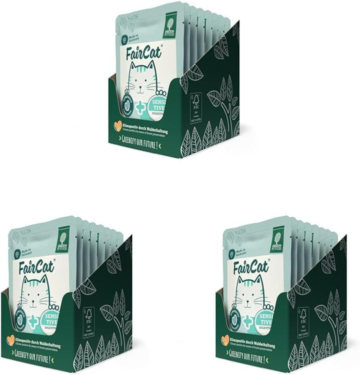 Green Petfood Faircat Multipack (6 X 85 G) | Adult | Hrană umedă premium pentru pisici adulte | 6 arome delicioase diferite în Multipack | Fără cereale | Hrană umedă pentru pisici | 6Pack