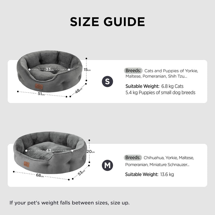 Pat pentru pisici BEDSURE, lavabil, cu pernă interioară față-verso, loc de dormit pentru pisici sau câini mici, gri