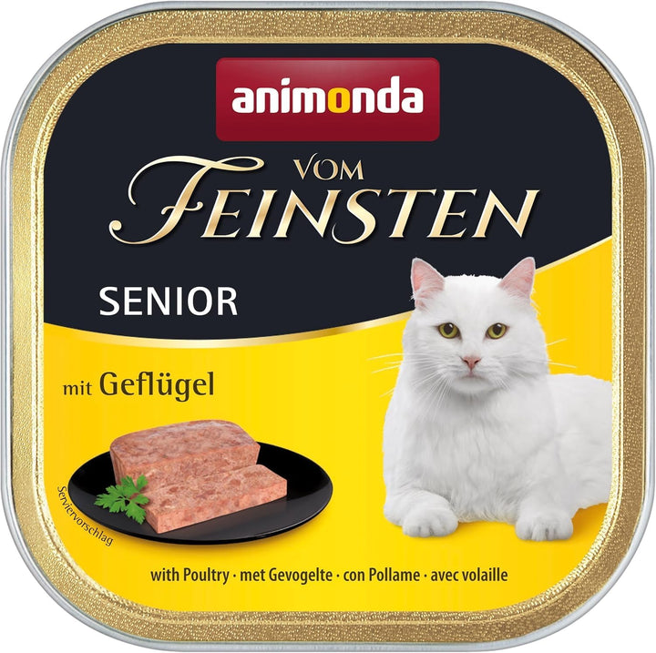 Animonda Vom Feinsten Senior Cat Food Wet Wet Food With Lamb (32 X 100G), Hrană pentru pisici de la 7 ani, Fără cereale Fără zahăr, Cu ingrediente proaspete, din carne