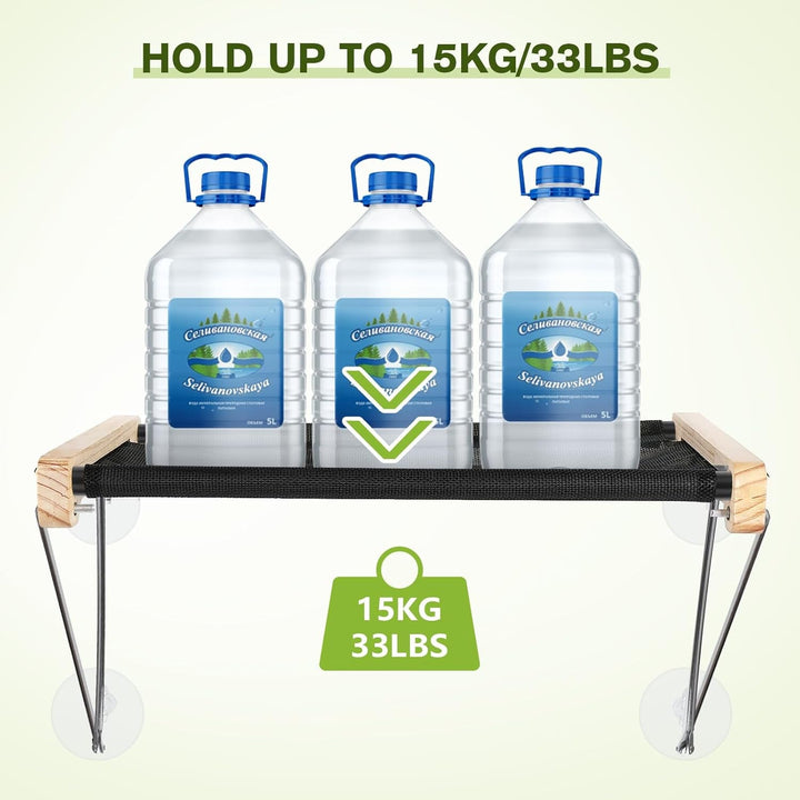 Scaune de fereastră pentru pisici (până la 15 kg), hamac tip șezlong pentru pisici din lemn masiv și metal, pervaz stabil, pat suspendat cu ventuză