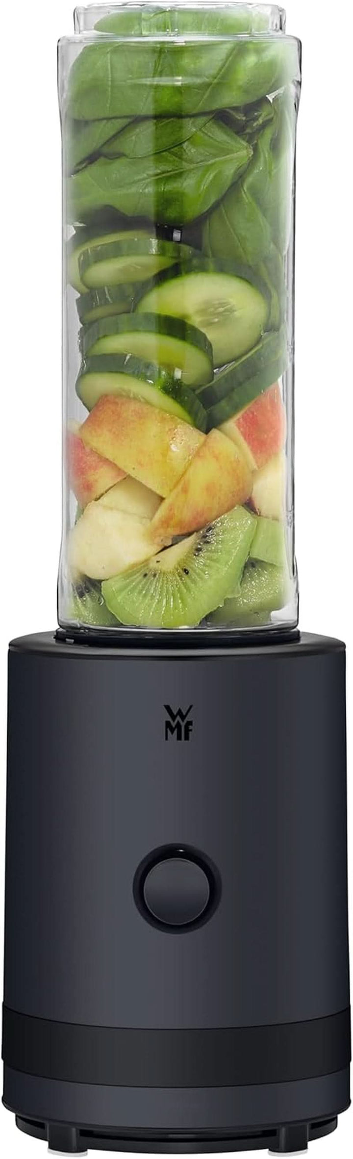 WMF Küchenminis Smoothie-To-Go, Mini Standmixer Mit Zwei Mix-/Trinkbehältern 0,6L, Mixer Hochleistungsmixer 300 W, Edelstahl Matt, Schwarz Bucatarie Naty Shop
