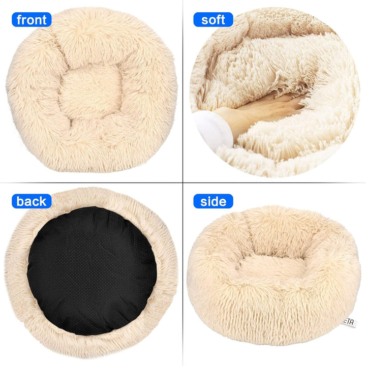 Pat pentru pisici Queta, pat minunat pentru animale de companie, pat pentru câini mici, pat rotund și moale, pat pentru pisici (50 cm, bej)