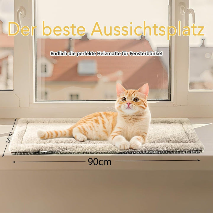 Mora Pets Șezlong pentru pisici, pat pentru pisici, pătură încălzită pentru pervaz, pătură autoîncălzitoare, pătură electrică fără electricitate, pătură autoîncălzitoare, reversibilă și moale, șezlong pentru pisici, 90 x 28 cm