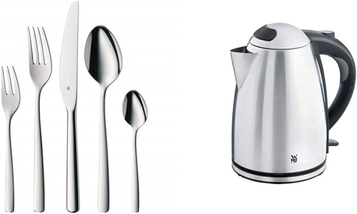 WMF Boston, set de tacâmuri, 30 piese, oțel inoxidabil pentru 6 persoane Bucatarie Naty Shop Set + Fierbator apa Stelio, 1.7 L Set compus