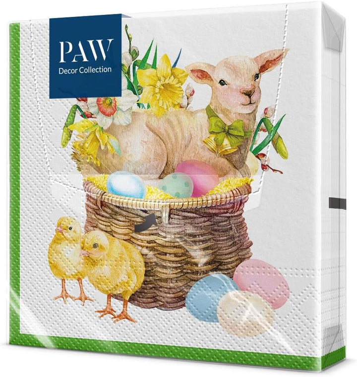 PAW - Șervețele din 3 straturi (33 X 33 Cm) I 20 bucăți I Perfect pentru Paște, petreceri, primăvară și sărbători I Decorațiuni de masă Petrecere de Paște Șervețele de hârtie colorate - Ouă de Paște în acuarelă I Ouă în acuarelă