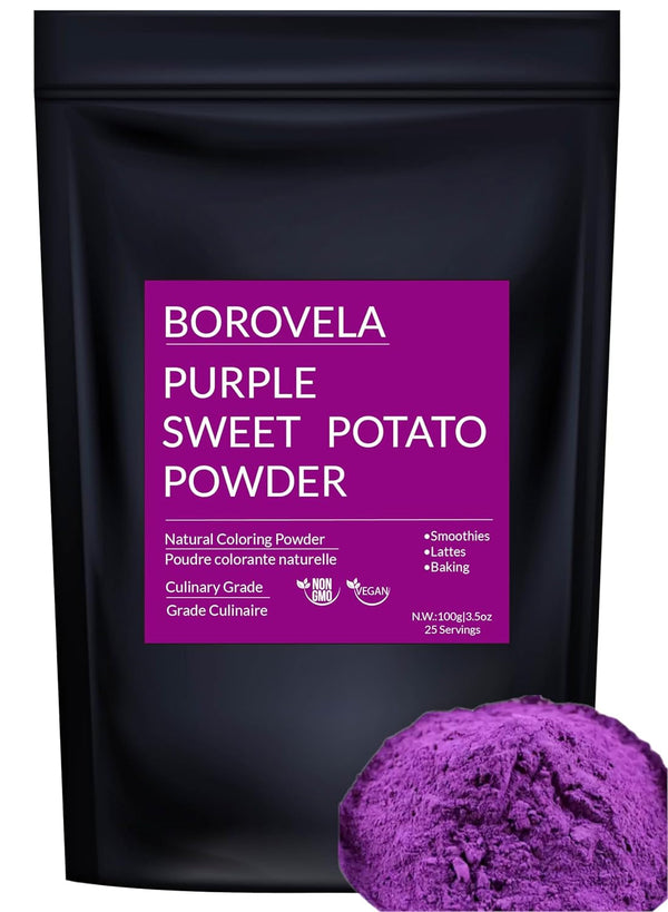 Pudră de cartofi dulci violet, colorant alimentar natural violet, în amestec pentru smoothie-uri, ingrediente naturale, 100 g