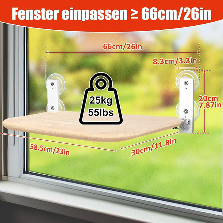 GUUSII HOME Șezlong pentru pisici, hamac, scaune pentru fereastră, pat pentru pisici, hamac pliabil pentru pisici, hamac pentru fereastră, șezlong pentru pisici, pat agățat pentru pisici cu ventuze puternice (bej, L)