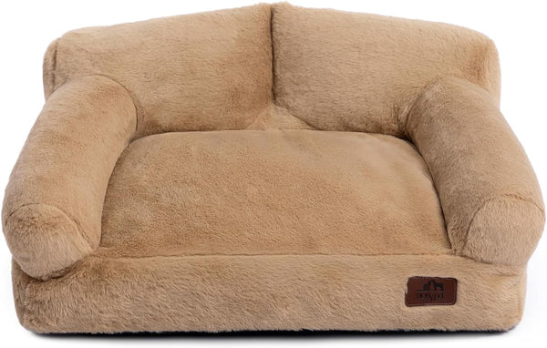 Pat pentru pisici, pat pentru câini mici, canapea pufoasă de pluș pentru pisici și căței, canapea extensibilă moale pentru animale de companie, pat respirabil pentru animale de companie, maro deschis