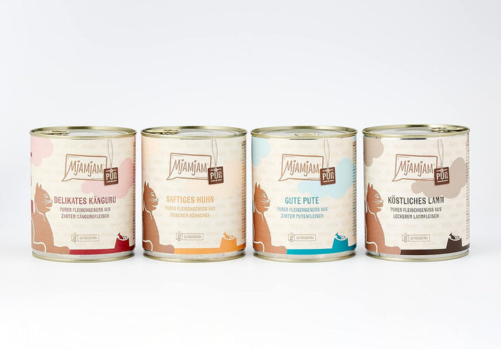 Mjamjam - Hrană umedă premium pentru pisici - Mixpaket V - Pure Meat Delight, pachet de 6 (6 X 800 G), fără cereale cu extra carne,Meaty