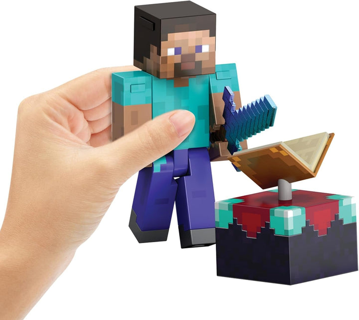 Mattel Minecraft Diamond Level Steve figurină de acțiune cu 3 accesorii, figurină de colecție, figurină la scară reală de aproximativ 14 cm și design pixelat HXM84 Action figures Naty Shop