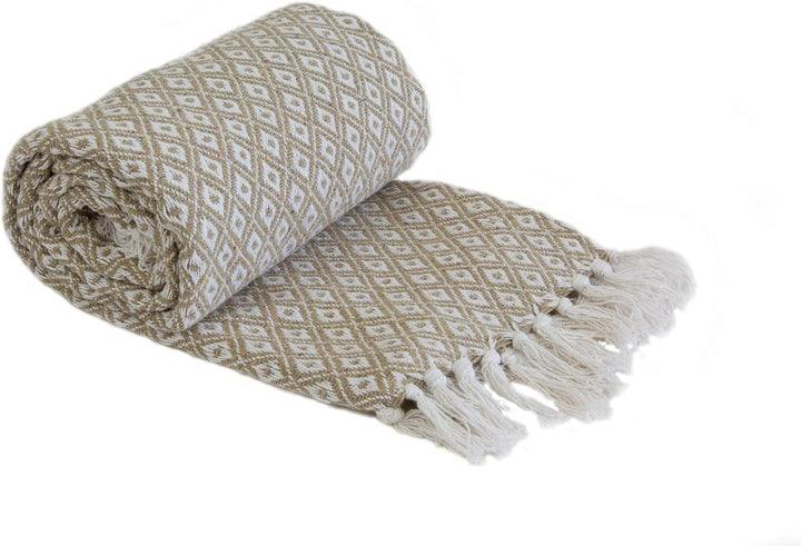 Cuvertură de pat, bumbac, ocru, 90X100 (228X254Cm) Paturi si Cuverturi Emma Barclay Taupe 90X100" (228X254Cm)