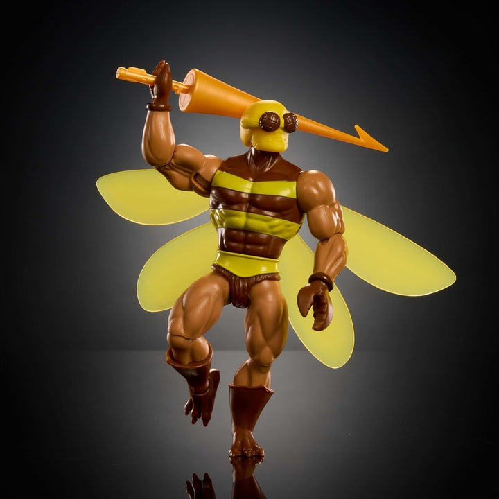 Masters of the Universe Origins Action Figure Buzz-Off din colecția de desene animate, aproximativ 14 cm înălțime, de la televiziunea din anii 1980, Bee Leader cu aripi și ochelari cu Javelin, JBM88 Action figures Naty Shop