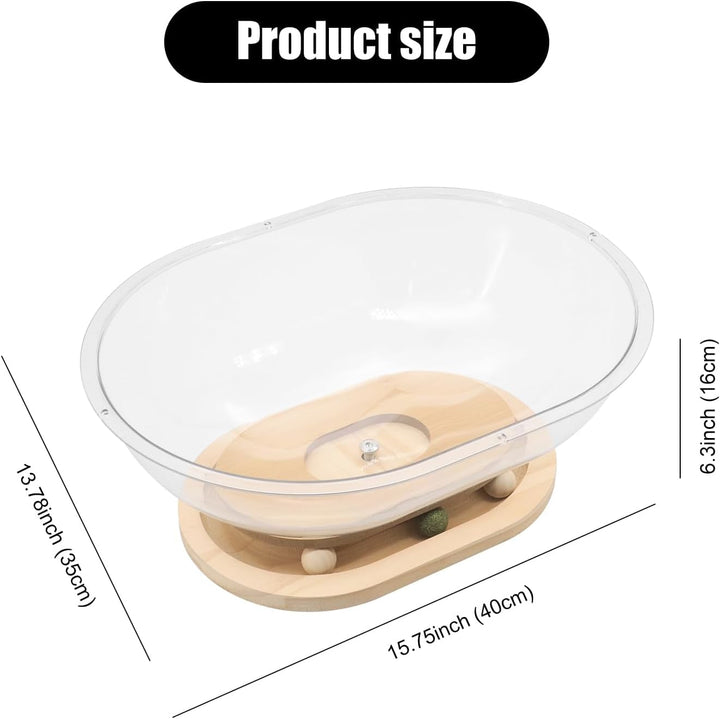 Pat pentru pisici Space Capsule, pat pentru pisici de interior, cuib pentru pisici cu bile de urmărire, suport din lemn masiv, cuib stabil pentru pisoi, casă transparentă pentru pisici, pisoi