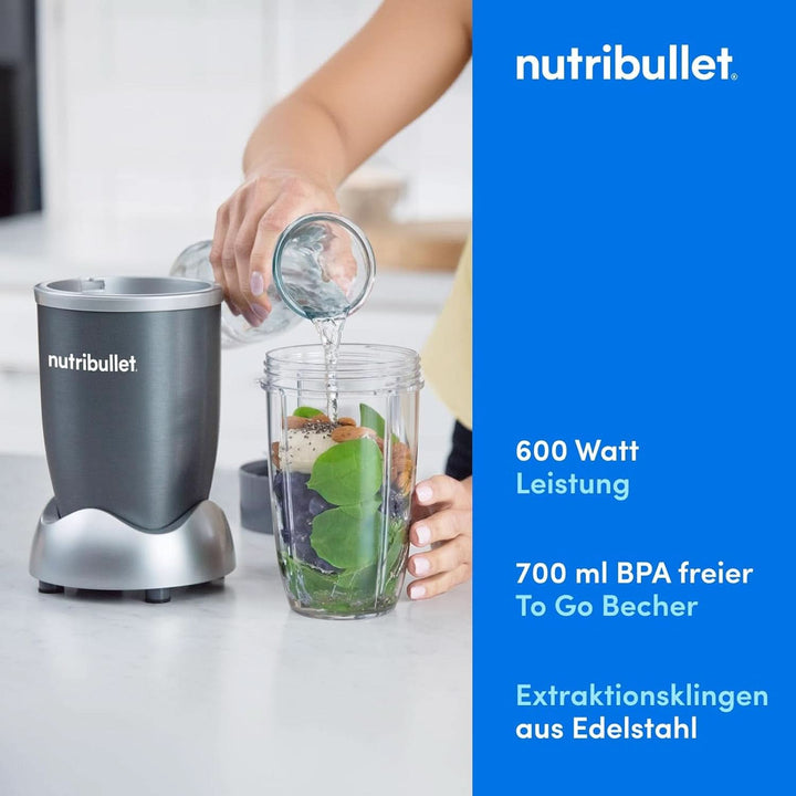 Nutribullet Original, Elektrischer Mixer, Zerkleinerer, Smoothiemixer, Smoothie Maker, 600 W Leistung, Einfach Und Schnell in Der Anwendung, Kompakt, Leicht Zu Reinigen, NB603DG Bucatarie Naty Shop