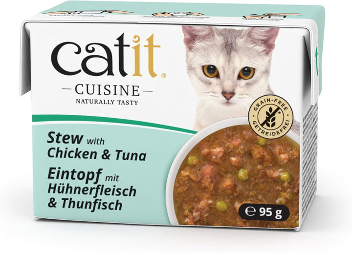 Catit Cuisine - Hrană umedă premium pentru pisici - Pateu cu ton și sardine, Hrană completă, 95G, Fără cereale, Conținut ridicat de pește