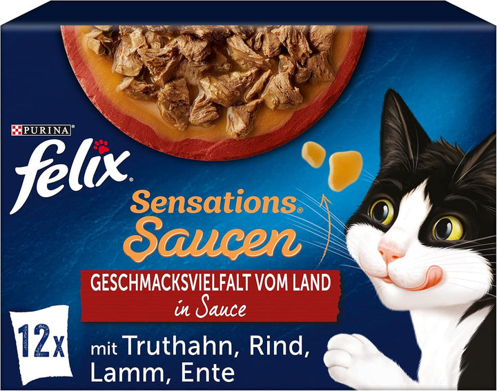 FELIX Sensations Sauces Hrană umedă pentru pisici, Fish Variety Mix, pachet de 6 (6 X 12 pungi a 85G)