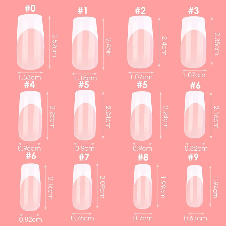 360 de bucăți de unghii adezive pentru unghii artificiale, cu cutie de depozitare și pilă de unghii (dreptunghiulară)