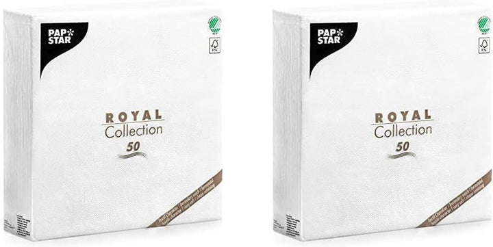 Papstar, 50 șervețele "ROYAL Collection" 1/4-fold 48 Cm X 48 Cm Alb, #11577