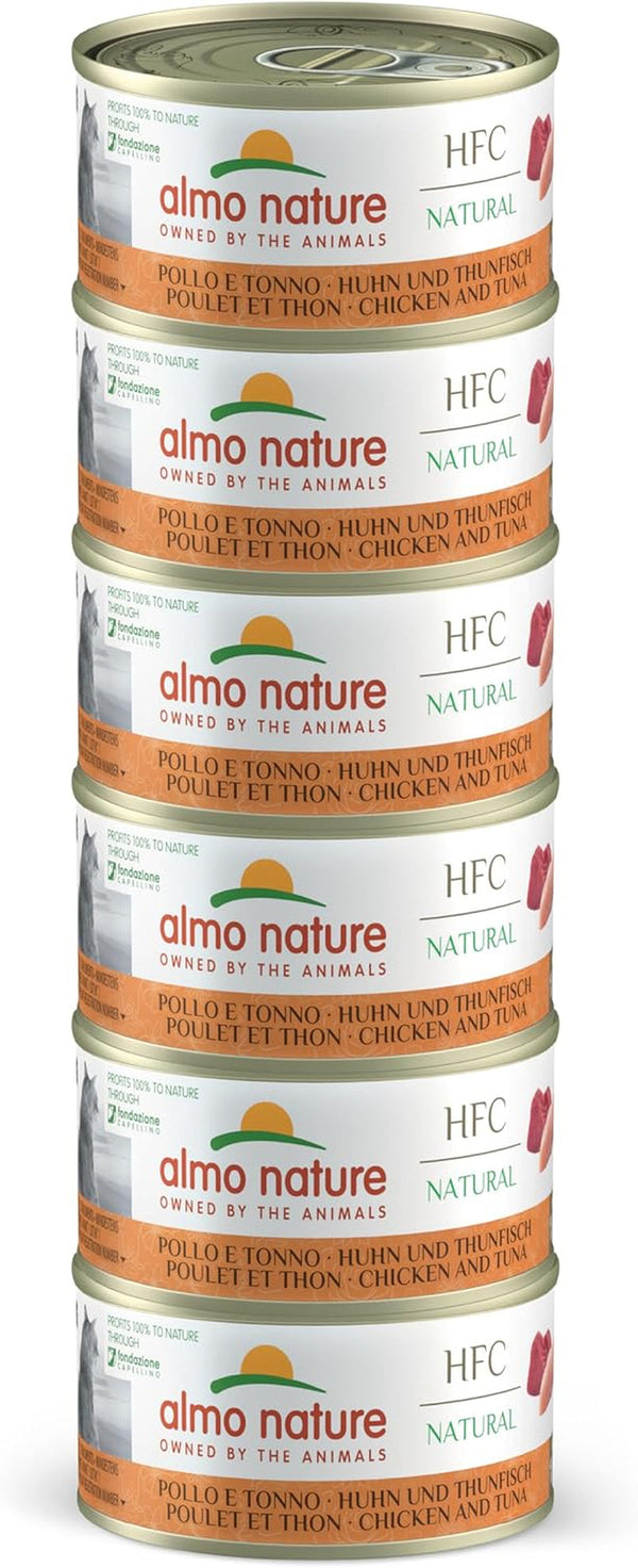 Almo Nature HFC Natural - Hrană umedă pentru pisici adulte - pui și ton - grad uman, fără gluten - 6 X 70G