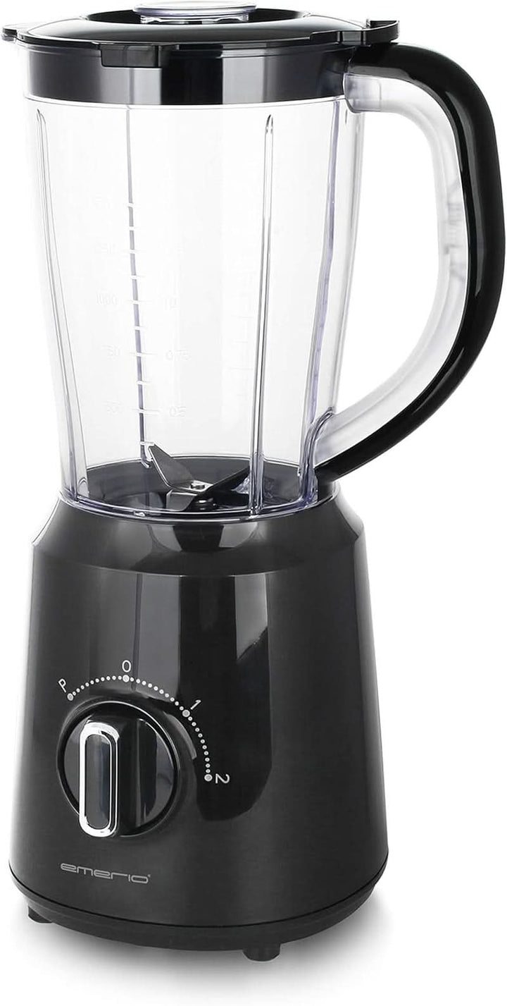 Emerio Standmixer BPA Frei Crush Ice Funktion 1.5L Behälter 2 Geschwindigkeiten + Pulse Funktion Messereinheit Aus Edelstahl Sicherheitsschalter Geschirrspülgeeignet 500 Watt BL-12816.8 Schwarz Bucatarie Naty Shop