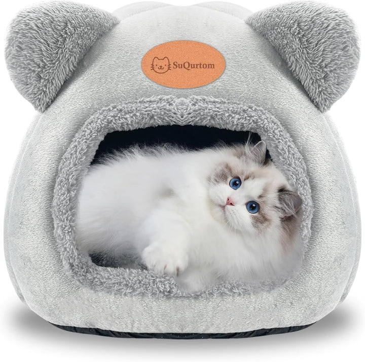 Pat pentru pisici, peșteră, pat lavabil pentru pisici, pat pentru animale de companie, moale, confortabil, cort, așternut pentru pisici, pat cald, peșteră pentru pisici, pat calmant pentru pisici și câini mici care dorm (verde)