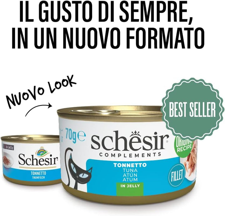 , File de ton în jeleu, Hrană umedă complementară pentru pisici, Rețetă originală, 100% naturală, 12 cutii a câte 70 g