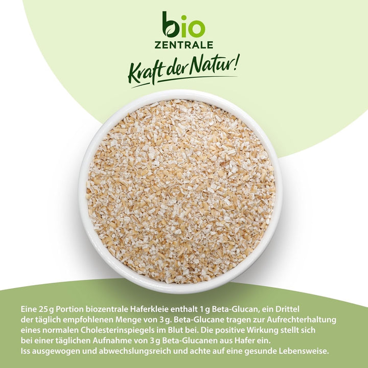 Biozentrale Bio Haferkleie 1Kg | Vorteilspack | Ballaststoffreiche Proteinquelle | Von Natur Aus Vegan | Aus EU Landwirtschaft | Zuckerarm Cereale Naty Shop