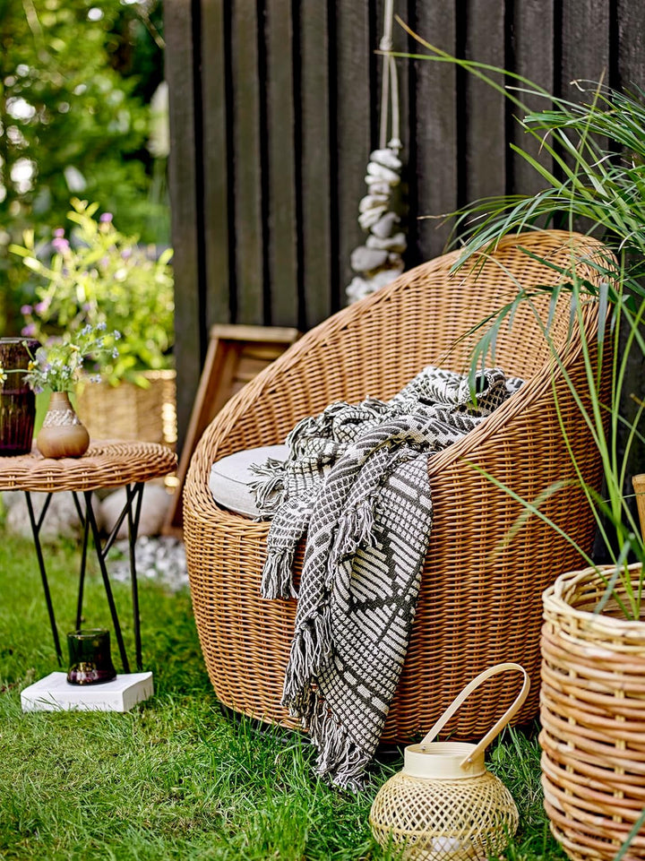 Cuvertură de pat Bloomingville, negru, bumbac, 160cm Paturi si Cuverturi Bloomingville