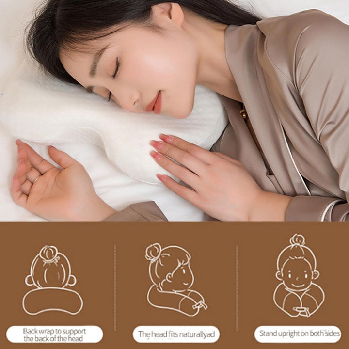 MINGZE Multifuncțional Memory Foam Pillow Neck Pillow Foam, Bow U-Shaped Neck Pillow, Slow Rebound Sleeping Pillow Rebound Pressure Pillow, Pillow Ice Silk for Hand And Neck Protection Perne ortopedice cervicale Naty Shop