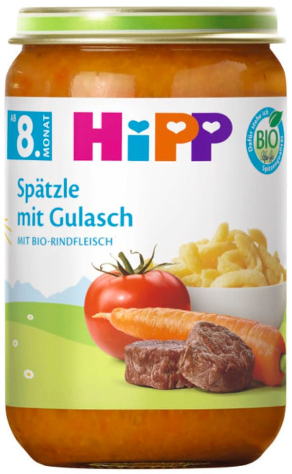 Hipp Organic Menus de la 8 luni spaetzle (paste) cu gulaș, 220G, pachet de 6 (6X220G) Mama si Copilul Naty Shop Default Title