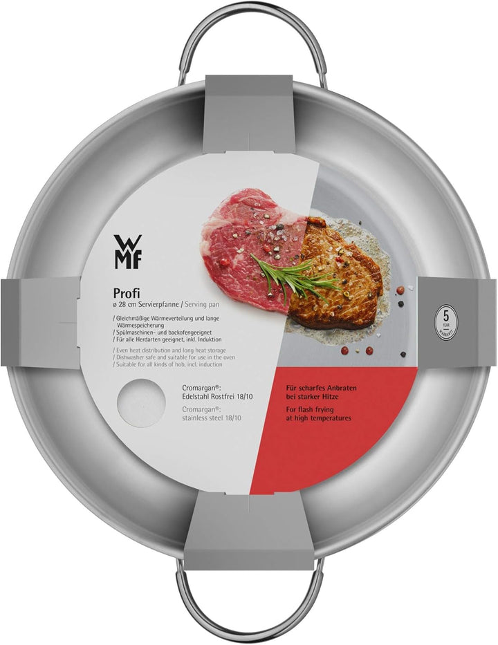 WMF Profi tigaie de servire/prăjire 28 cm inducție, tigaie din oțel inoxidabil Cromargan, neacoperită Oale si Tigai Naty Shop
