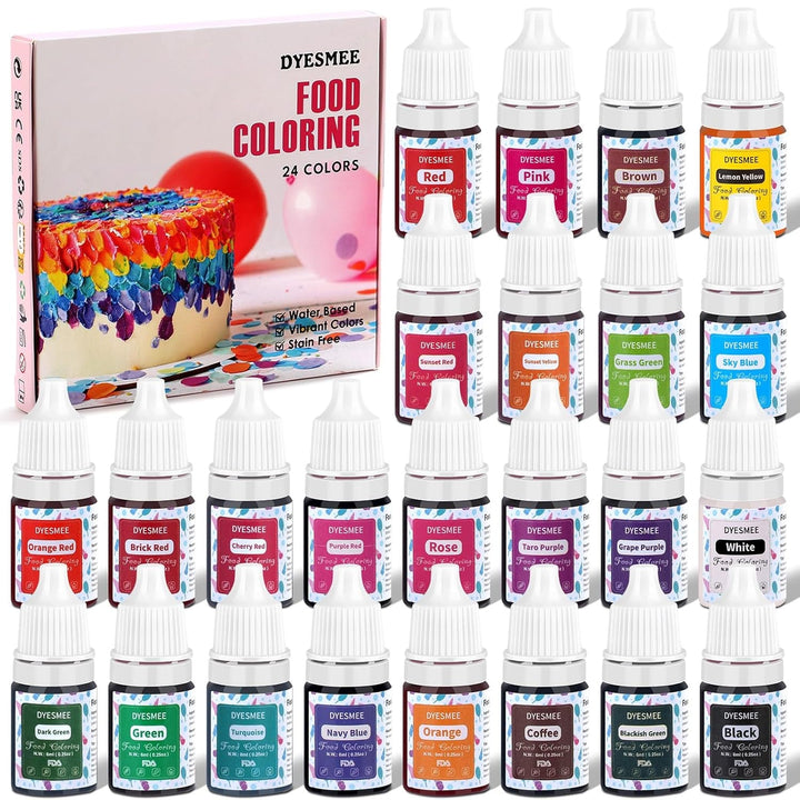 Colorant alimentar lichid – 12 culori colorant alimentar foarte concentrat pentru copt, băuturi, macaroane, fondant, decorare tort, set de coloranți alimentari pentru săpunuri DIY, slime, meșteșuguri (6 ml fiecare)