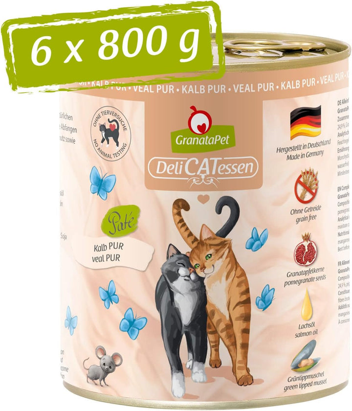 Granatapet Delicatessen Chicken PUR, hrană umedă pentru pisici, hrană fără cereale & fără zahăr adăugat, hrană pentru pisici cu conținut ridicat de carne & uleiuri de înaltă calitate, 6 X 400 G