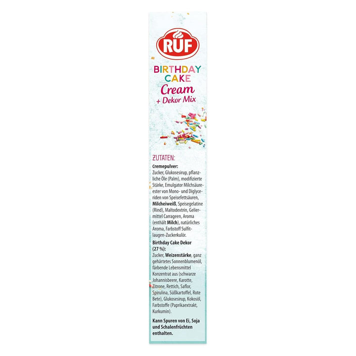 RUF Birthday Cake Cream, pudră de cremă cu aromă de vanilie și caramel și decor colorat, 110 grame Glazuri si Decor Naty Shop