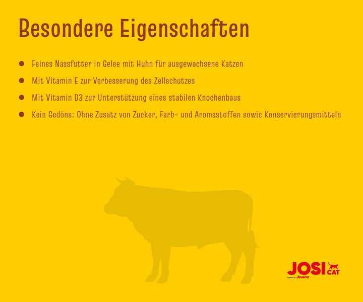 Josicat Beef in Jelly (12 X 400 G) | Adult | Hrană umedă premium pentru pisici adulte | Carne de vită în jeleu | Vitamina D3 & E | Fără cereale | Powered by JOSERA | Hrană umedă pentru pisici | 12-Pack