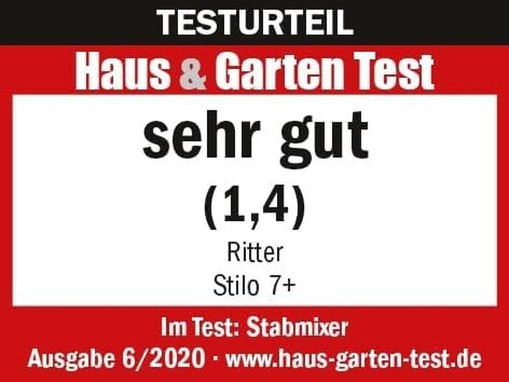 Ritter Stilo 7 plus Kabelloser Stabmixer, Pürierstab Mit Akku Aus Vollmetall, Made in Germany, Silber Bucatarie Naty Shop