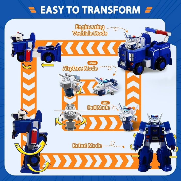 SUPER WINGS - VEHICUL ROBOT CONVERTIBIL "PAUL'S CRUISER" 18 Cm + 1 FIGURĂ 5 Cm - Mașină și avion de jucărie Transform-A-Bots din serialul animat - Jucării pentru copii peste 3 ani Action figures Naty Shop