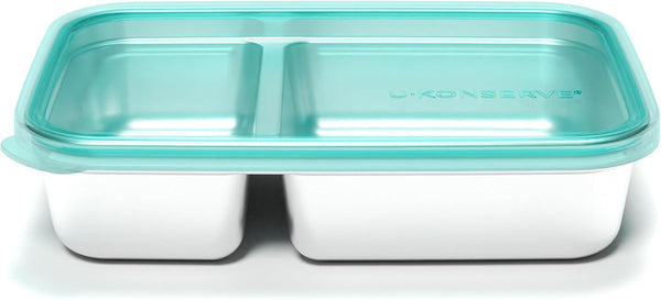 U Konserve - Recipient dreptunghiular împărțit pentru alimente din oțel inoxidabil cu capac din silicon - Island Teal - 28oz / 825ml Cutii depozitare alimente Naty Shop Island Teal 28 Oz