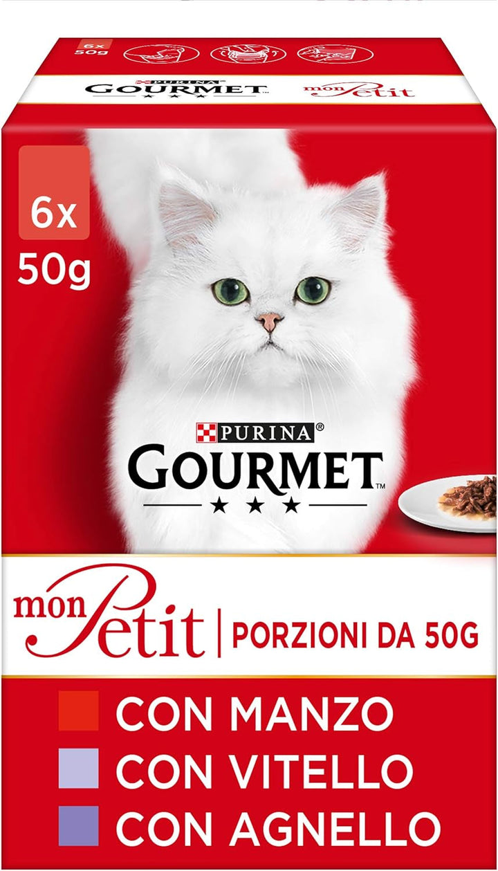 Purina Mon Petit Moisture Cat cu carne de vită, ficat, vânat, 48 pungi la 50 G