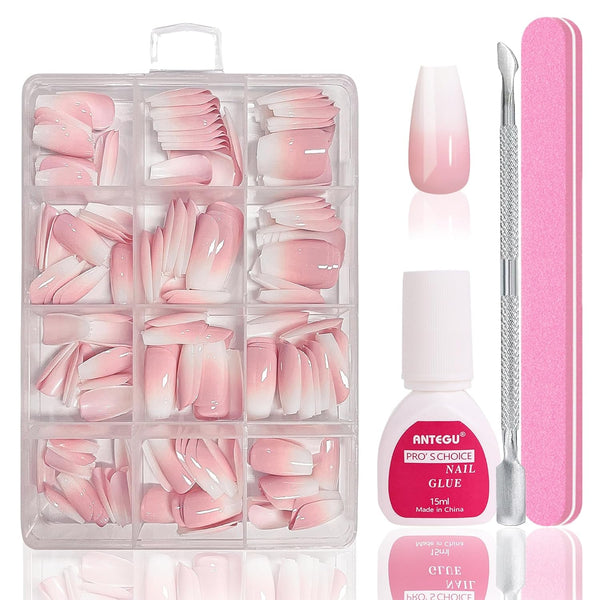 Set unghii false balerină - 240 bucăți unghii false roz liliac delicat, unghii false cu acoperire completă pentru lipire, set vârfuri unghii false pentru manichiură și artă unghii pentru femei și fete (roz lavandă)