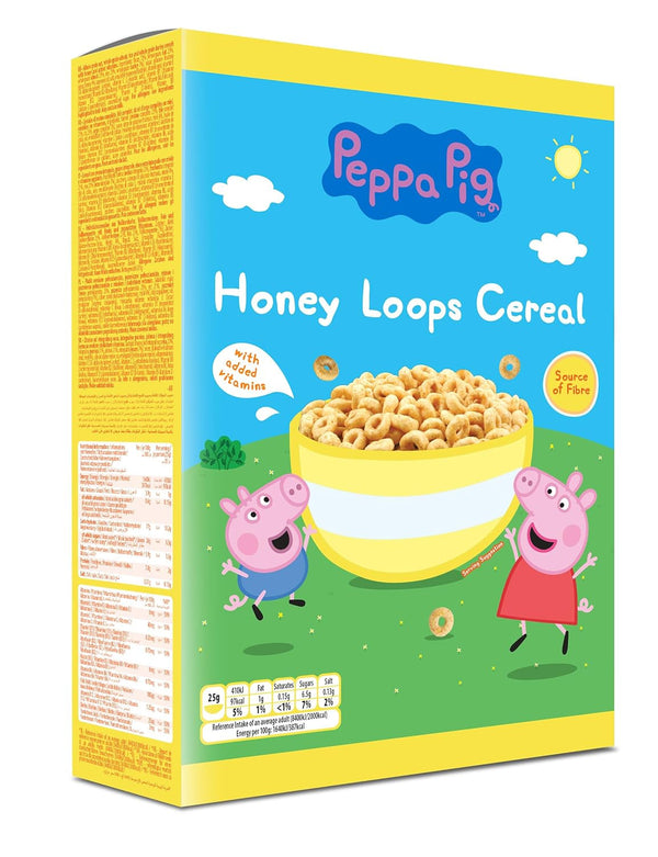 Peppa Pig Honey Loops Cereal, Knusprige Vollkorn Frühstückscerealien Mit Zugesetzten Vitaminen, 1Er Pack (1 X 375G) Cereale Naty Shop Peppa Pig