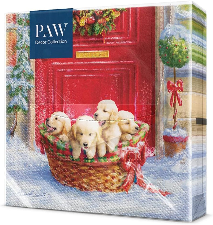 PAW - Șervețele 3 straturi (33 X 33 Cm) I 20 bucăți I Șervețele de hârtie colorate perfecte pentru masa de Crăciun I Șervețele - Crăciun, iarnă, stele, zăpadă, oameni de zăpadă I Familia Snowy