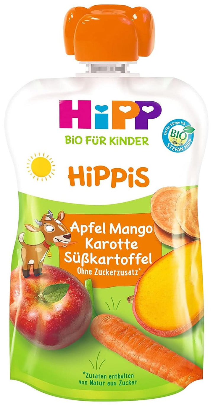 Hipp Mere Mango Cartofi dulci Morcov - Bennie Bock, pachet de 6 (6 X 100 G) Mama si Copilul Naty Shop