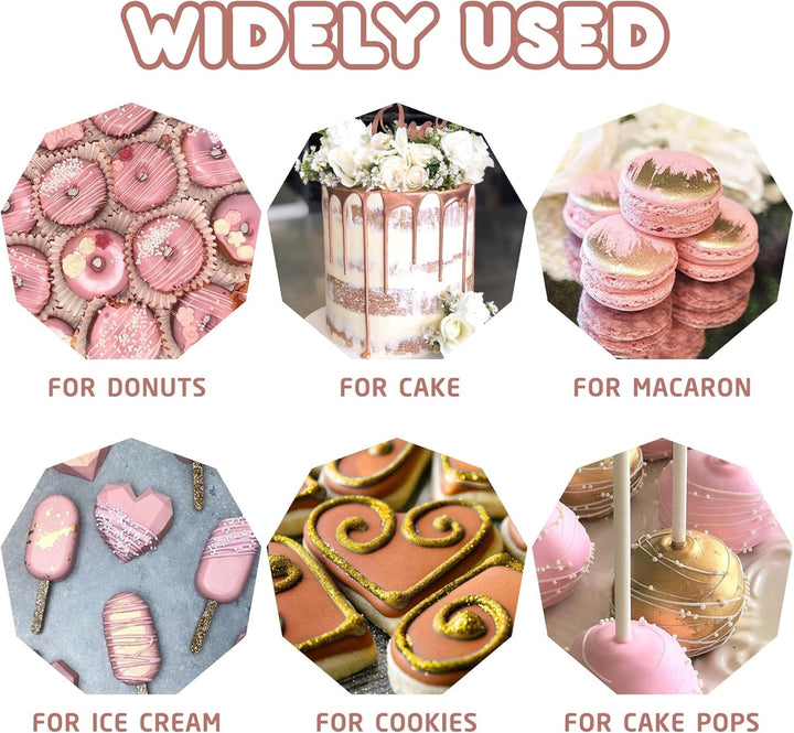 Sclipici comestibil lichid - 6 culori metalice, pudră sclipici comestibilă lichidă pentru decorarea torturilor, copt, macaroane - colorant alimentar metalic, culori sclipici pentru fursecuri, fondant, prăjituri, brioșe