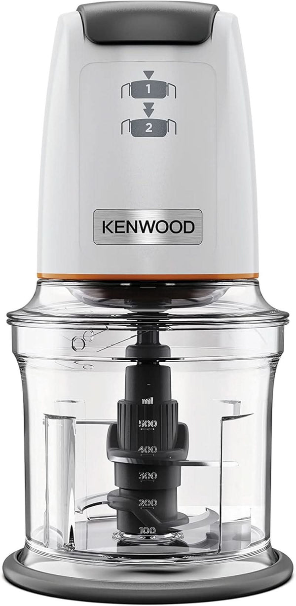 Kenwood Easychop CHP61.000WH, Zerkleinerer Mit Vier Klingen, Schüssel 0,5 L, Druckantrieb, 2 Geschwindigkeiten, Rutschfester Ring, Spülmaschinenfest, Eisbrecher, 500 W, Weiß Bucatarie Naty Shop