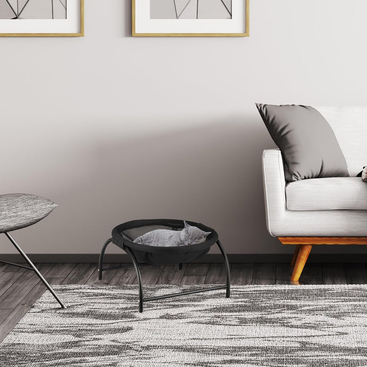 Hamac Relaxdays pentru pisici, scaun suspendat, înălțat, ÎxlxA: 25 x 44 x 42 cm, pat pentru pisici cu suport, negru