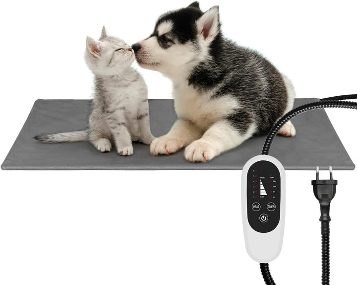NICREW Pernă de încălzire pentru animale de companie pentru pisică și câine 40 x 45 cm, pernă de încălzire electrică reglabilă la temperatură cu cablu de înfășurare a furtunului anti-mușcătură